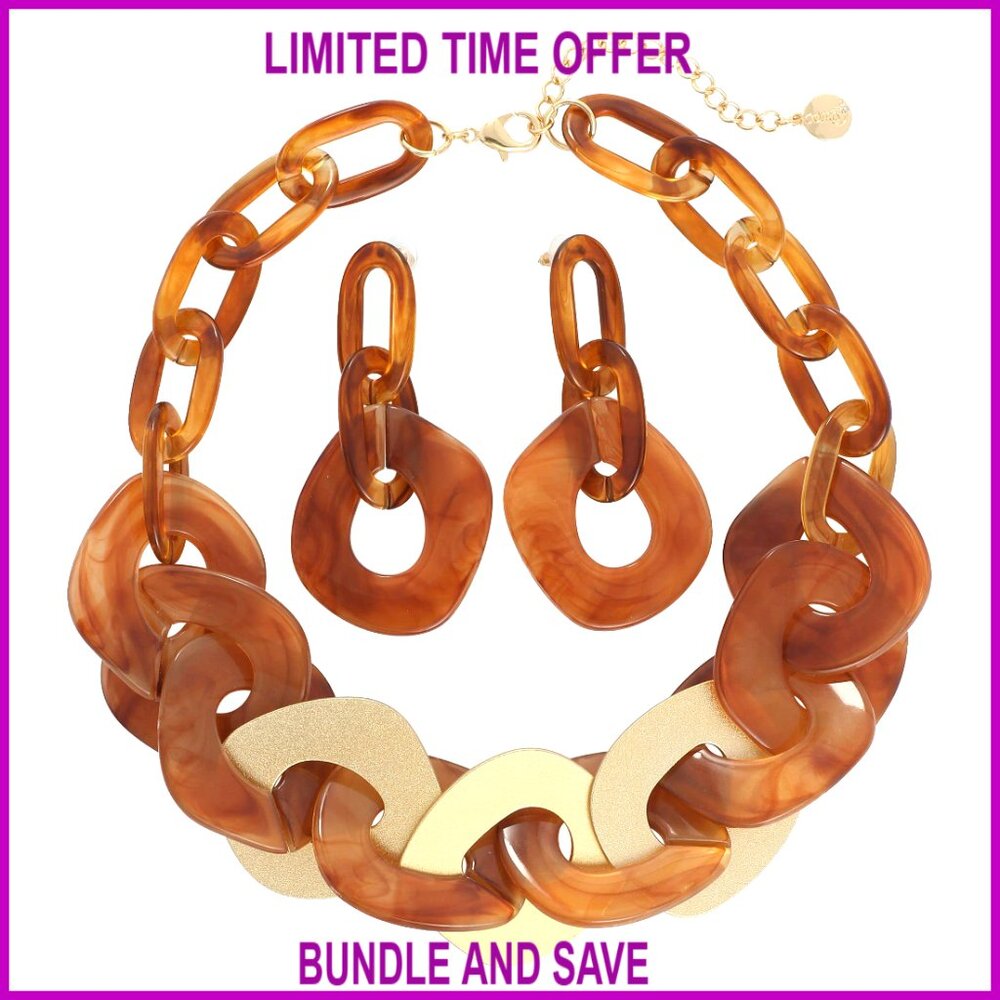 Chunky Statement Necklace Adjustable Length Acryl… - image 1